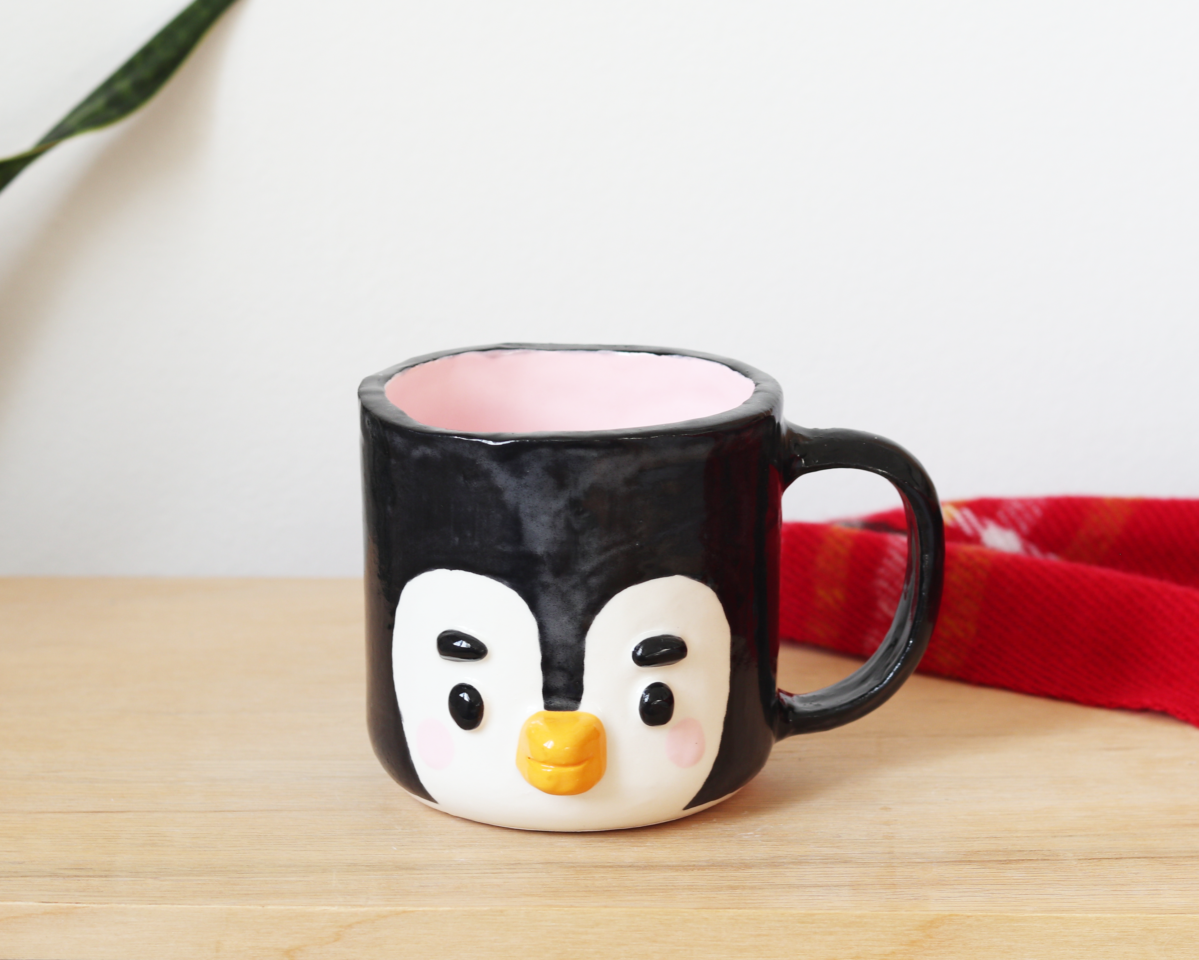 Penguin Coffee Mug: Charming Ramen Shop Haiku - Smiling Penguin